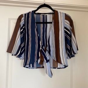 Striped Tie Front Top